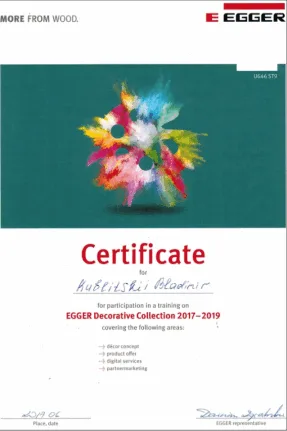 Сертификат Эггер лидера в производстве ЛДСП